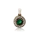 Round Shape Emerald CZ 925 Sterling Silver Pendant | 925 Sterling Silver Wholesale | Sade Silver Round Shape Emerald CZ 925 Sterling Silver Pendant - Sade 925 Silver Jewelry