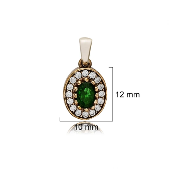 Oval Shape Emerald CZ 925 Sterling Silver Pendant - Sade 925 Silver Jewelry