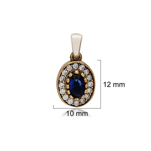Oval Shape Sapphire CZ 925 Sterling Silver Pendant