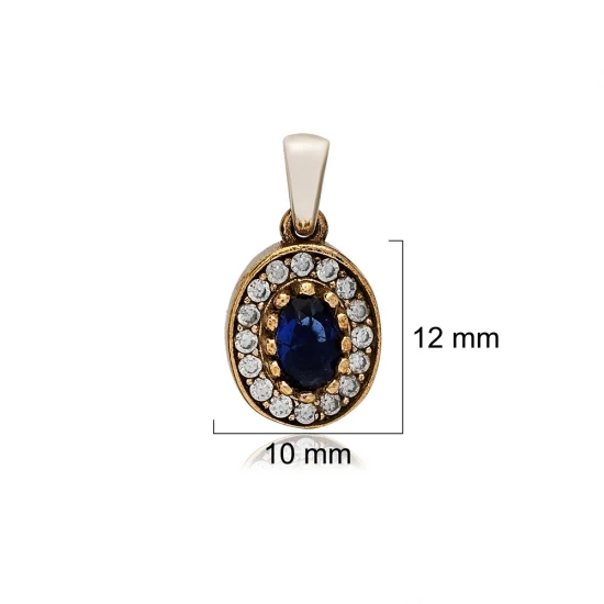 Oval Shape Sapphire CZ 925 Sterling Silver Pendant - Sade 925 Silver Jewelry