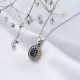 Oval Shape Sapphire CZ 925 Sterling Silver Pendant - Sade 925 Silver Jewelry