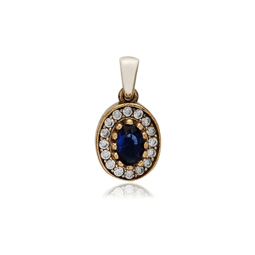 Oval Shape Sapphire CZ 925 Sterling Silver Pendant
