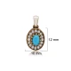 Oval Shape Turquoise CZ 925 Sterling Silver Pendant