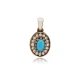 Oval Shape Turquoise CZ 925 Sterling Silver Pendant