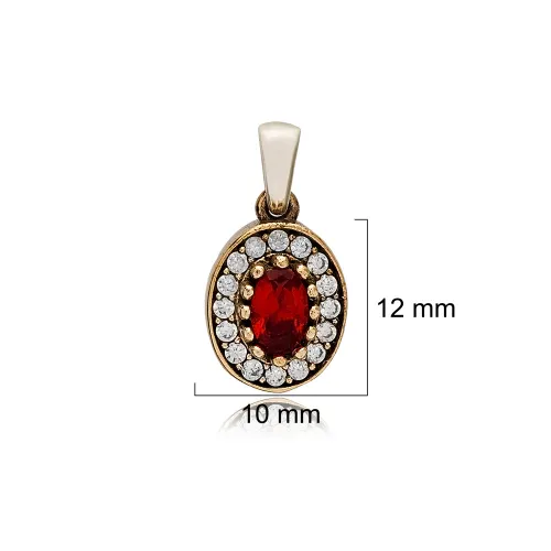 Oval Shape Garnet CZ 925 Sterling Silver Pendant
