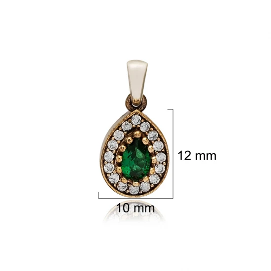 Pear Shape Emerald CZ 925 Sterling Silver Pendant