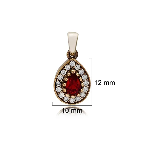 Pear Shape Emerald CZ Sterling Silver Pendant