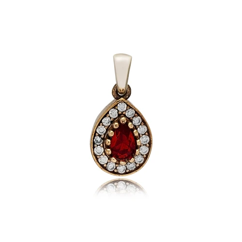 Pear Shape Emerald CZ Sterling Silver Pendant