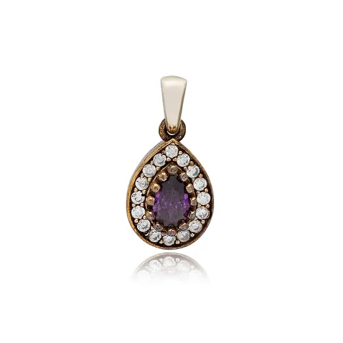 Pear Shape Amethsyt CZ 925 Sterling Silver Pendant