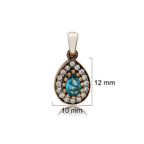 Pear Shape Aquamarine CZ 925 Sterling Silver Pendant