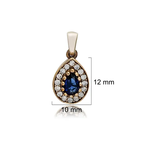 Pear Shape Sapphire CZ 925 Sterling Silver Pendant