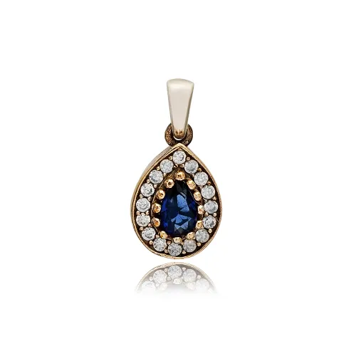 Pear Shape Sapphire CZ 925 Sterling Silver Pendant