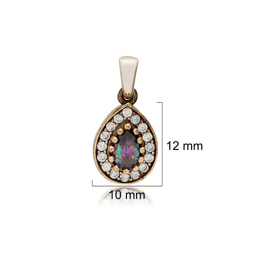 Pear Shape Mystic Topaz CZ 925 Sterling Silver Pendant
