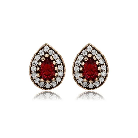 Pear Shape Garnet CZ 925 Sterling Silver Earrings Pear Shape Garnet CZ 925 Sterling Silver Earrings