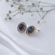 Oval Shape Sapphire CZ 925 Sterling Silver Earrings