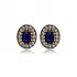 Oval Shape Sapphire CZ 925 Sterling Silver Earrings