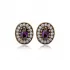 Oval Shape Amethyst CZ Stone Authentic Stud Earrings Turkish Handmade Wholesale Jewelry 925 Sterling Silver Earrings