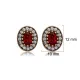 Oval Shape Garnet CZ Stone Authentic Stud Earrings Turkish Handmade Wholesale Jewelry 925 Sterling Silver Earrings