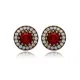 Round Shape Garnet CZ 925 Sterling Silver Earrings