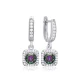 Square Mystic Topaz CZ Dangle Sterling Silver Earrings Square Mystic Topaz CZ Dangle Sterling Silver Earrings