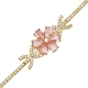 Dainty Pear Flower Pink Quartz Cubic CZ Silver Bracelet | 925 Sterling Silver Wholesale | Sade Silver Dainty Pear Flower Pink Quartz Cubic CZ Silver Bracelet - Sade 925 Silver Jewelry