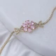 Dainty Pear Flower Pink Quartz Cubic CZ Silver Bracelet | 925 Sterling Silver Wholesale | Sade Silver Dainty Pear Flower Pink Quartz Cubic CZ Silver Bracelet - Sade 925 Silver Jewelry