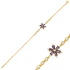 Cubic CZ Amethyst Pear Flower Women 925 Silver Bracelet