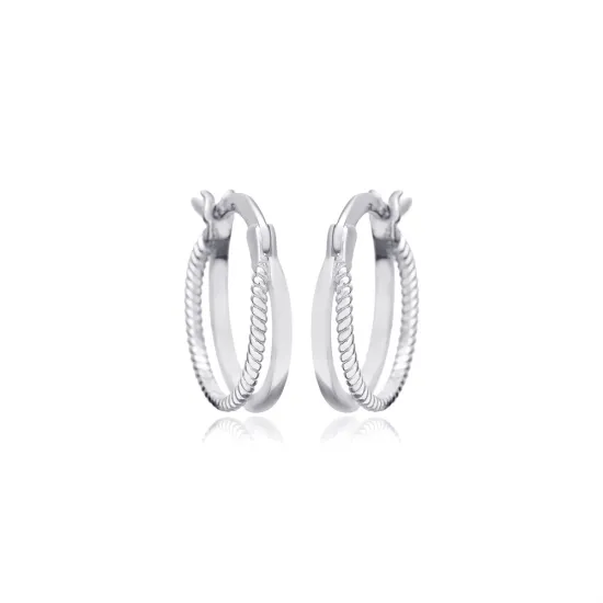 Double Round Plain 925 Sterling Silver Earrings Double Round Plain 925 Sterling Silver Earrings