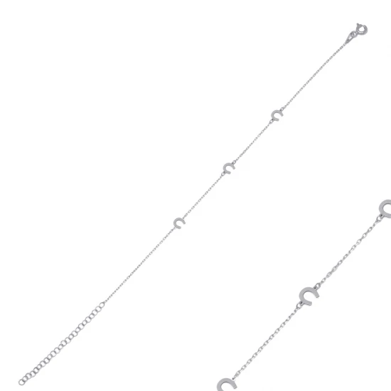 Good Luck Horseshoe Plain 925 Sterling Silver Bracelet - Sade 925 Silver Jewelry