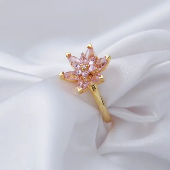 Pink CZ Flower Cluster Adjustable Sterling Silver Ring Pink CZ Flower Cluster Adjustable Sterling Silver Ring