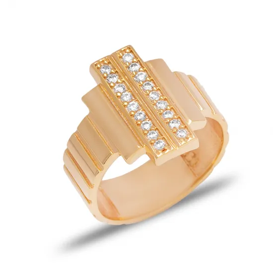 Hexagon Geometric CZ Adjustable Sterling Silver Ring