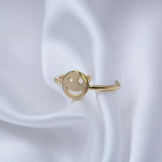 Plain Smile Cute Adjustable 925 Sterling Silver Ring