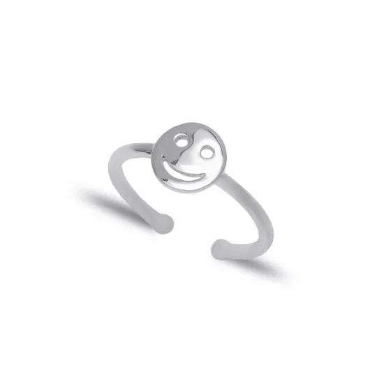 Plain Smile Cute Adjustable 925 Sterling Silver Ring