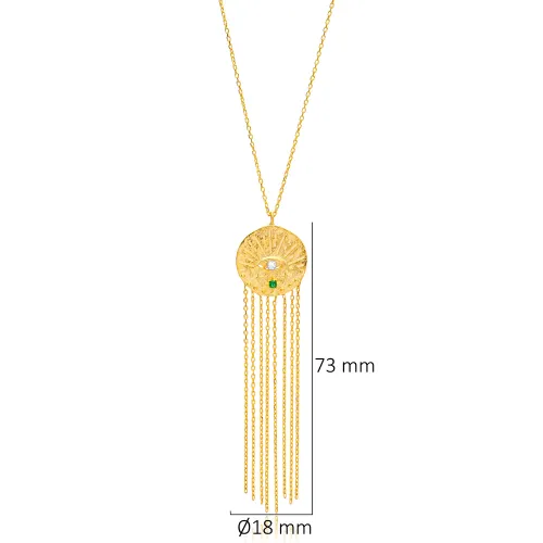 Round Shape Eye Tassel 925 Sterling Silver Necklace
