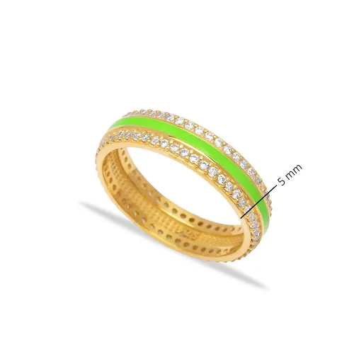 Green Enamel Color White CZ Stone Band Ring Handmade Wholesale 925 Sterling Silver Jewelry Green Enamel Color White CZ Stone Band Ring Handmade Wholesale 925 Sterling Silver Jewelry