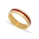 Red Color Enamel White CZ Band 925 Sterling Silver Ring