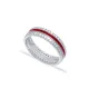 Red Color Enamel White CZ Band 925 Sterling Silver Ring