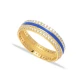 Dark Blue Color Enamel White CZ Band 925 Silver Ring