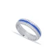 Dark Blue Color Enamel White CZ Band 925 Silver Ring