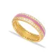 Pink Color Enamel White CZ Band Sterling Silver Ring
