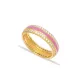 Pink Color Enamel White CZ Band Sterling Silver Ring