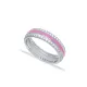 Pink Color Enamel White CZ Band Sterling Silver Ring