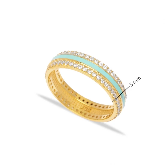 Light Blue Color Enamel White CZ Band 925 Silver Ring Light Blue Color Enamel White CZ Band 925 Silver Ring