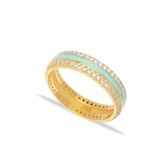 Light Blue Color Enamel White CZ Band 925 Silver Ring Light Blue Color Enamel White CZ Band 925 Silver Ring