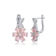 Pink Quartz CZ Flower Dangle Sterling Silver Earrings Pink Quartz CZ Flower Dangle Sterling Silver Earrings