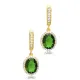 Oval Shape Emerald CZ Dangle Sterling Silver Earrings