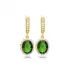 Oval Shape Emerald CZ Dangle Sterling Silver Earrings