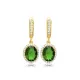 Oval Shape Emerald CZ Dangle Sterling Silver Earrings