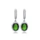Oval Shape Emerald CZ Dangle Sterling Silver Earrings