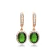 Oval Shape Emerald CZ Dangle Sterling Silver Earrings